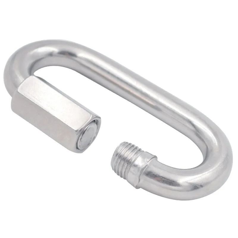 New Stainless Steel Screw Lock Climbing Gear Carabiner Quick Links Safety Snap Hook Chain Connecting Ring Carabiner Chain Buckle