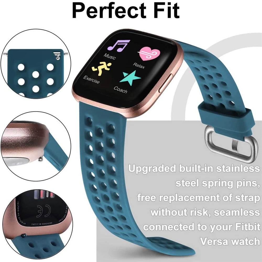 Replacement Band For Fitbit Versa/Versa 2 Soft Silicone Waterproof Wrist Accessories Watch Strap For Fitbit Versa 2 Band