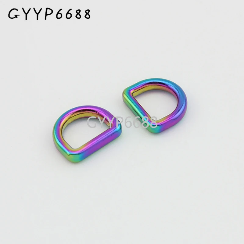 10-30-100pcs 10mm Rainbow welded d ring belt buckle,hardware metal D ring for bags round edge dee rings