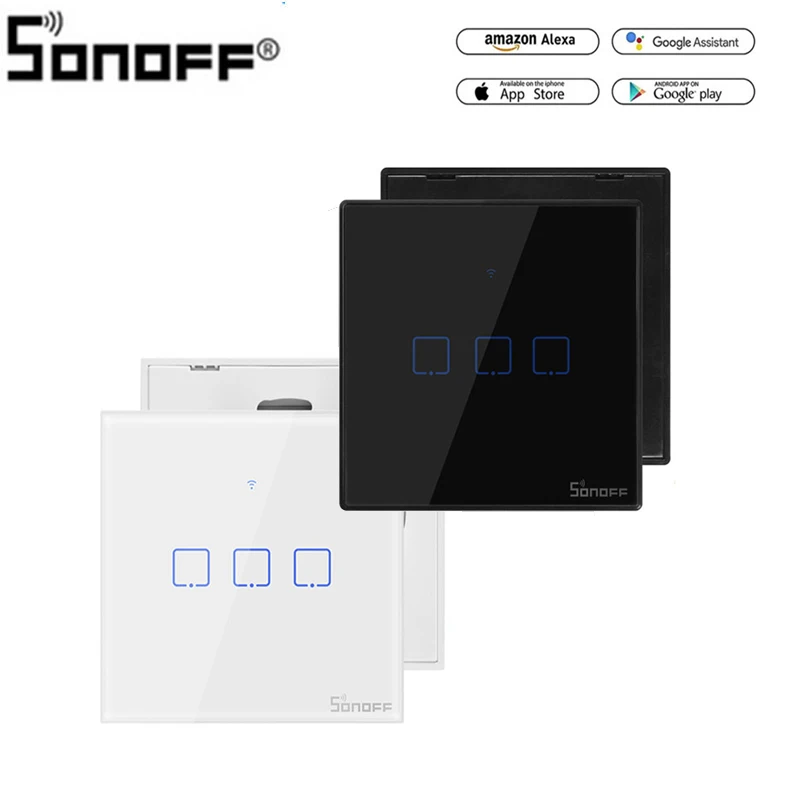 

Настенный сенсорный выключатель света Sonoff TX T2/T3, стандарт ЕС/США, Wi-Fi, RF 433, приложение, сенсорное управление, настенный выключатель для умного дома