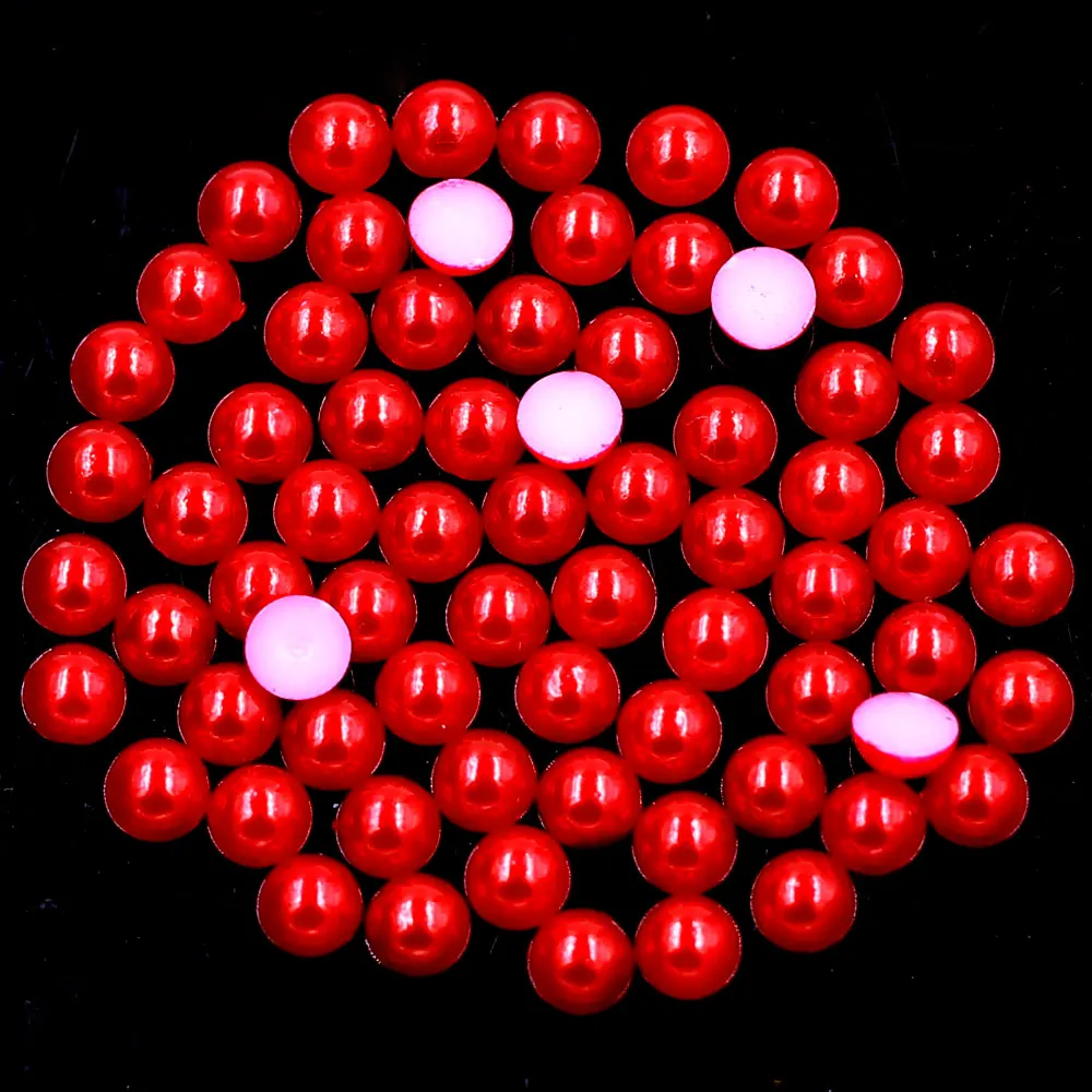 1000-pcs rote halbrunde Harz imitation Flatback Perlen Perlen für Nail Art DIY Handwerk Schmuck Cameo Cabochon Dekoration 2-10mm – Detail 3