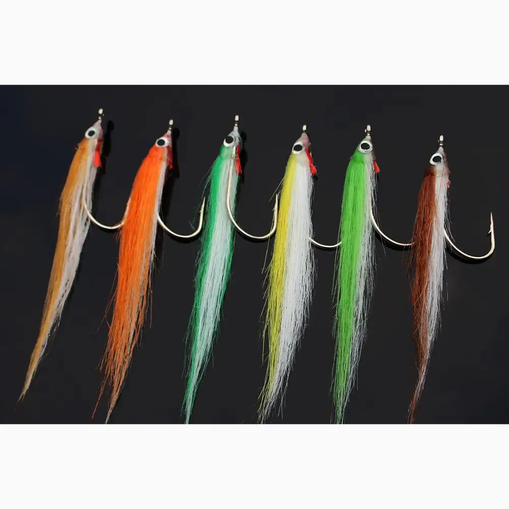 

Tigofly 12 pcs 1/0 4cm High Carbon Hook Polar Fry Salmon Trout Sea Bass Steelhead Minnow Fly Fishing Flies Lure Set