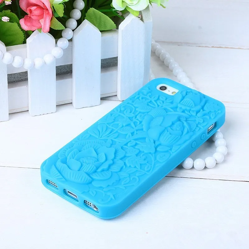 Luxury 3D Rose Flower Soft Silicone Phone Case Cover for iPhone 4 4S 5 5S 5SE 6 6S Phone back case capa Funda