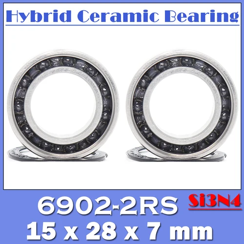 6902 rodamiento cerámico híbrido 15*28*7mm (2 uds) soportes inferiores de bicicleta repuestos 6902RS Si3N4 rodamientos de bolas