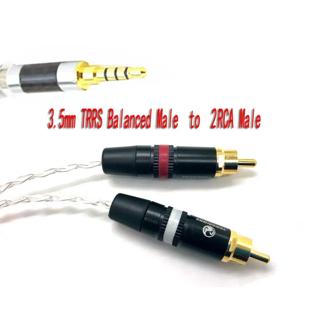 Thouliess 3.5mm TRRS Balanced Male to 2 RCA Male Audio Adapter Cable 7N OCC Copper Silver plated Audio Cable