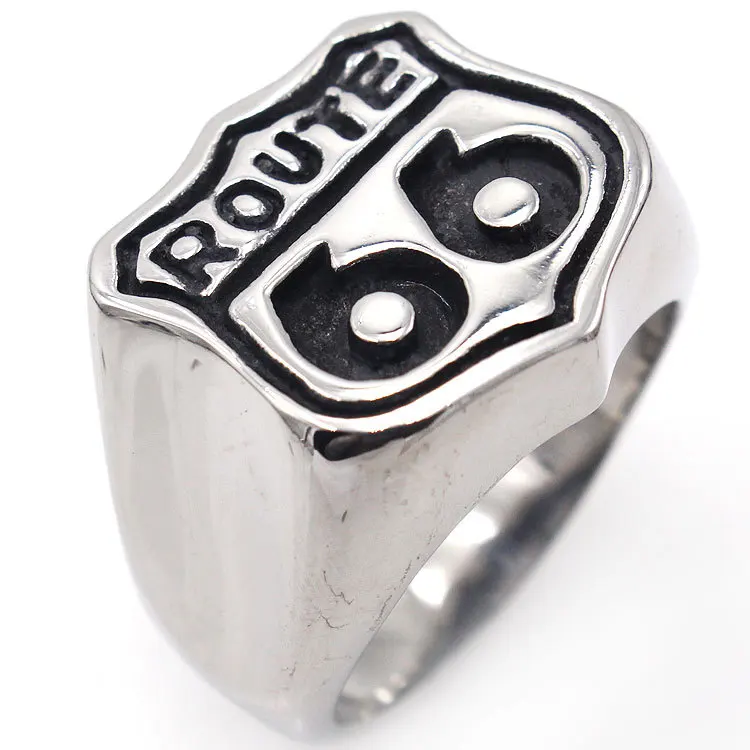 

Bxzyrt Men Vintage Digital 66 316L Stainless Steel Silver Color Biker "Route 66" Ring Men's Motorcycle Club Anniversary Rings