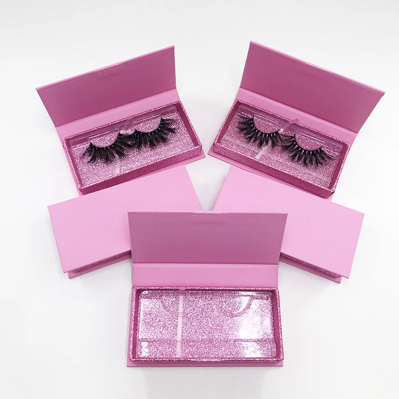 Empty Rectangle Slide Drawer Lash Box Pink Eyelashes Box for Natural 25mm Wispy Eyelashes