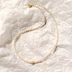 Lii Ji Real Freshwater Pearl 2-4mm Rice Shape 925 Sterling Silver Cube Delicate Choker Handmade Necklace 40cm/45cm/50cm