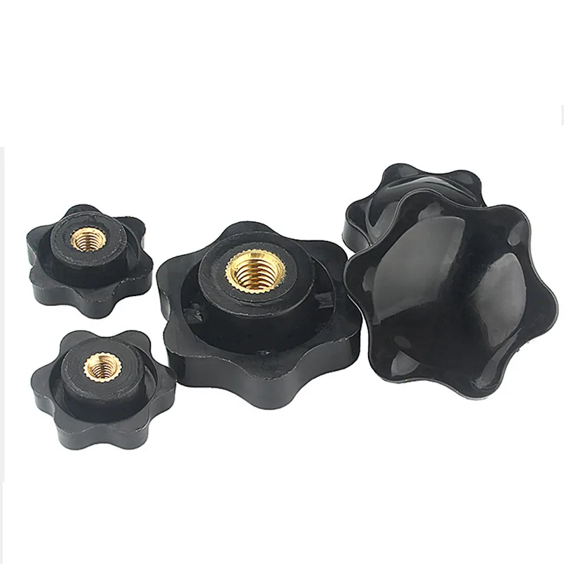 M4/M5/M6/M8/M10/M12 black nut rubber head knob nut manual plummer nut brass thread with and without hole