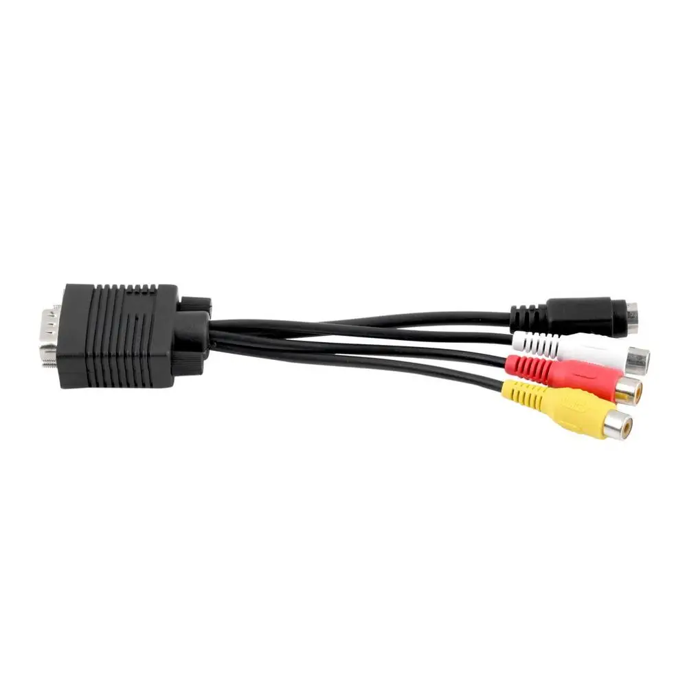 1pcs 15pin VGA para S-Video 3 RCA Composite AV TV Out Converter Adapter Cable para PC Portatil