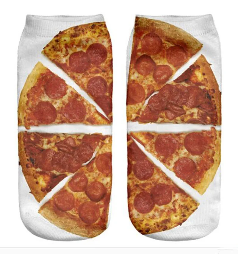 

10Pairs/Lot 3D Printed Women Socks Funny Short Summer Casual Happy Hot Fashion Spring Autumn Pizza Female Ankle