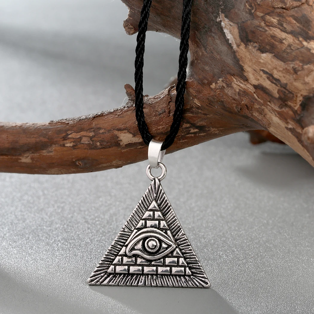 Kinitial Viking Egypt Pyramid All-Seeing Evil Eye Illuminati Necklace Egyptian Charm Pendants Necklaces Slavic Talisman Jewelry