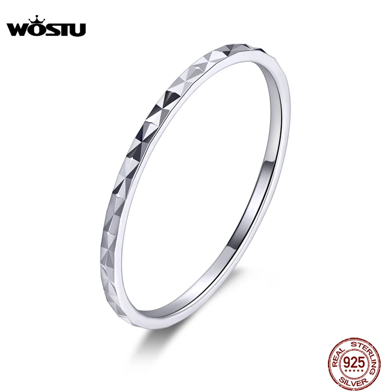 

WOSTU New Arrival 100% Real 925 Sterling Silver Minimalist Ring Hot Fashion CZ Rings For Women Collocation Jewelry Gift CQR586