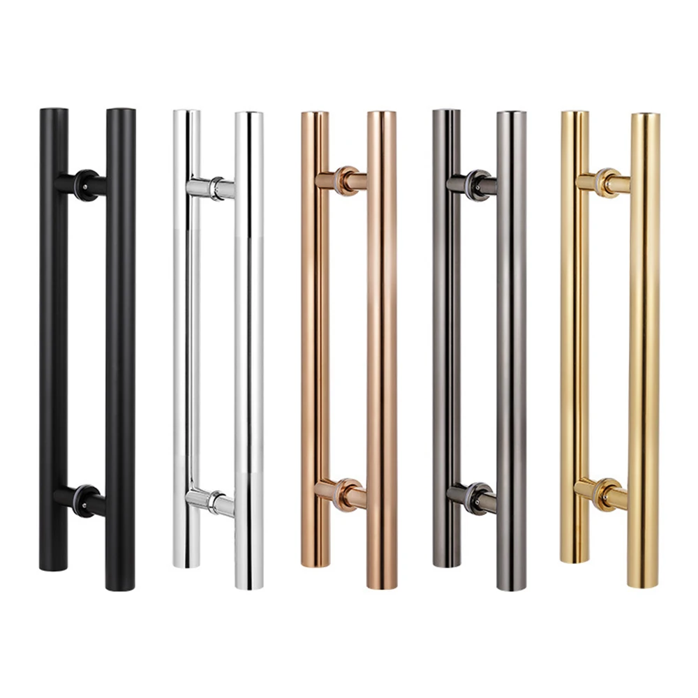 

JACHOR Oval Shape Glass Door Handles Stainless Steel Barn Doors Pull Handle Set Shower Door Hardware Fittings