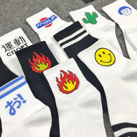 Adult Size Short Socks Blaze Flame Cacti Cactus Pistol Korea Okay Gun Revolver Youth Shark Fire Human Rocket Space Vehicle Mix