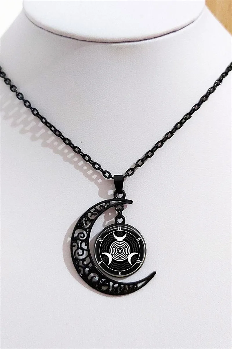 Black Moon HECATE Sigil Necklace, Ancient Greek Goddess Jewelry, Hecate Pendant