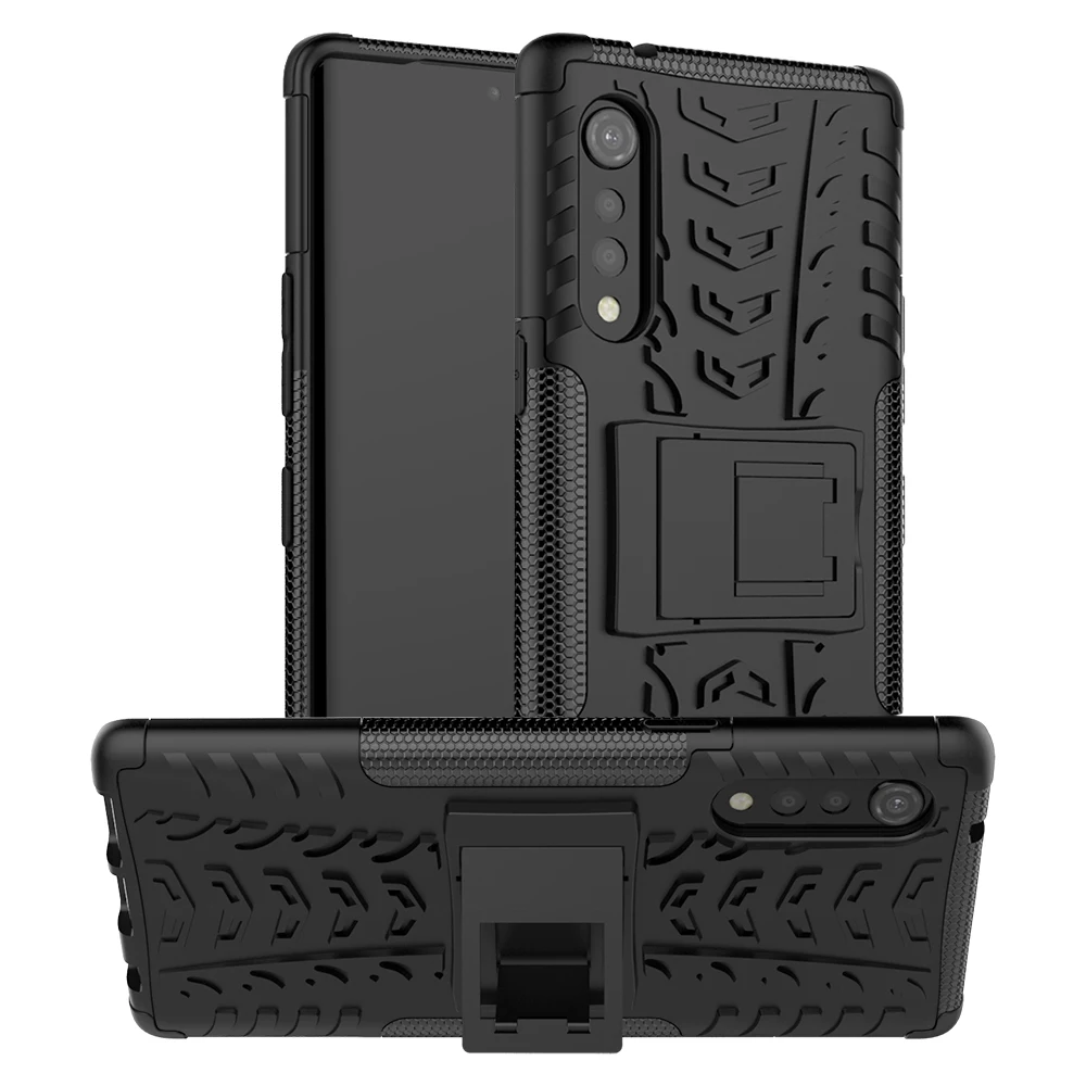 for LG Velvet 4G LMG910EMW Heavy Duty Armor Shockproof  Soft TPU with Hard PC Kickstand Case for LG Velvet 5G LM-G900N LM-G900E