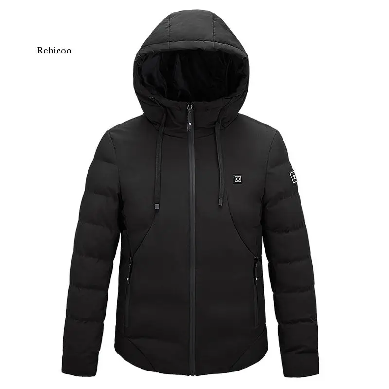 Mantel Katun Pria Wanita Baru Jaket Berpemanas Listrik Cerdas USB Pakaian Ski Hiking Luar Ruangan Bertudung Musim Dingin 6XL