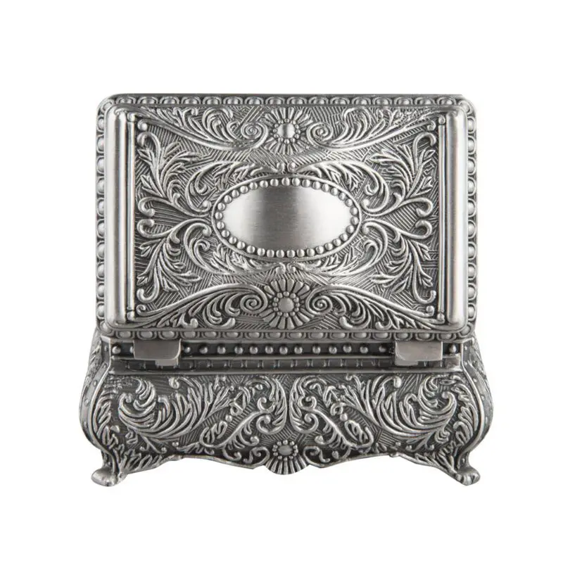 Vintage Jewelry Trinket Box Rectangle Box Metallic Floral Box Small Gift Storage