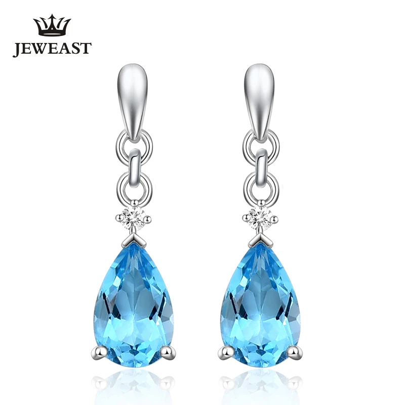 

ENZOZB Natural topaz 18K Pure Gold Earring Real AU 750 Solid Gold Earrings Diamond Trendy Fine Jewelry Hot Sell New 2023