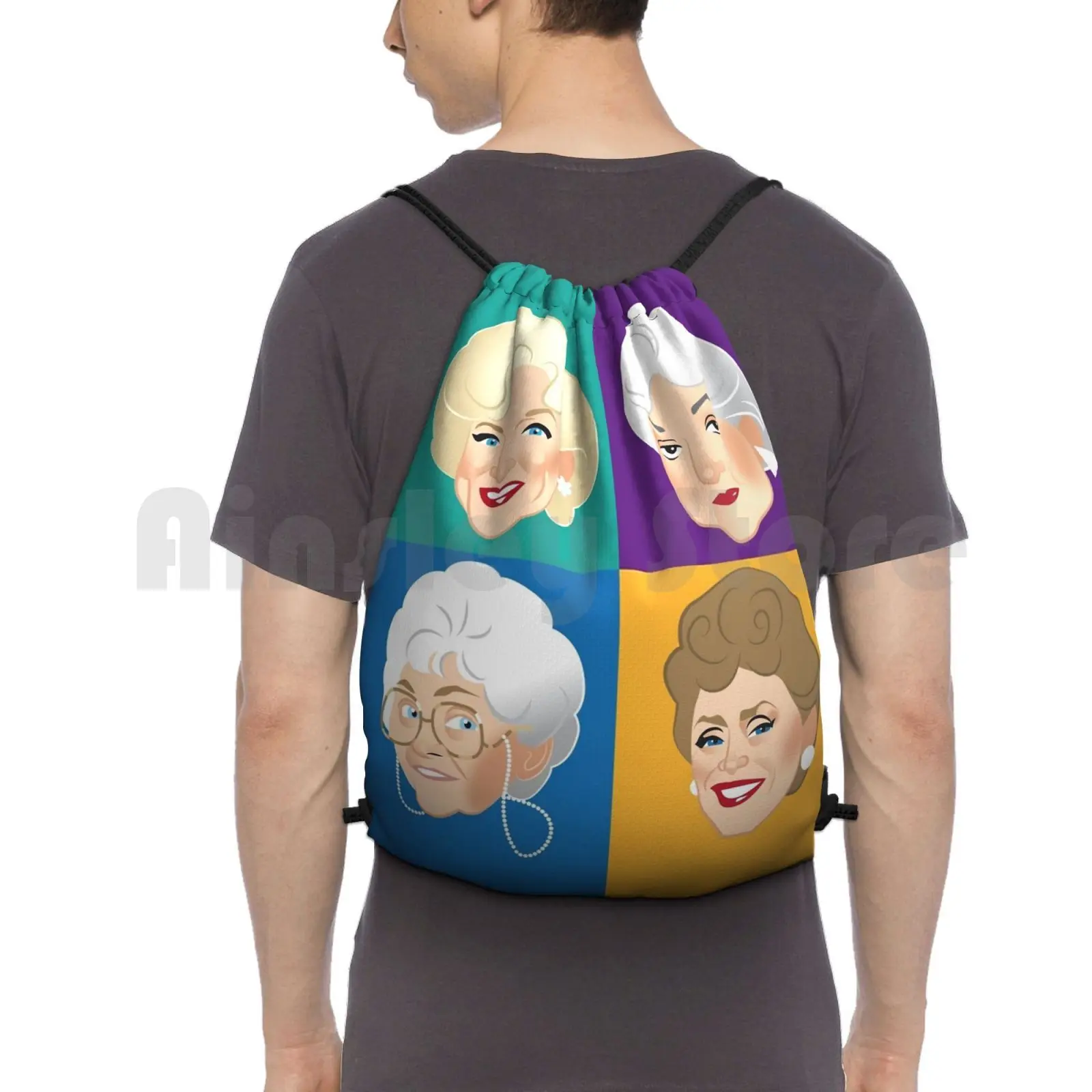 Pals & Confidants Backpack Drawstring Bags Gym Bag Waterproof Golden Girls Blanche Devereaux Dorothy Zbornak Rose Nylund