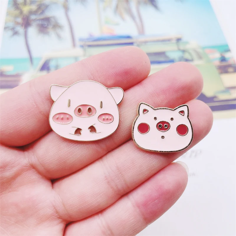 Cartoon Cute Animal Pig Enamel Pins Piglet Emoticon Sweet Alloy Brooch Badge Accessories Woman Jewelry Gift For Friends