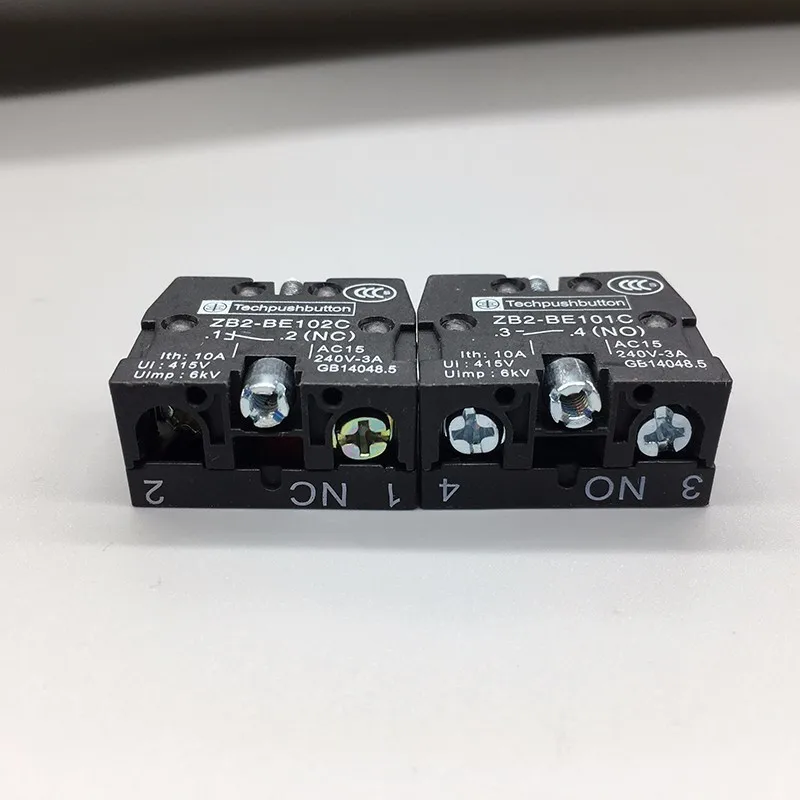 10pcs Xb2 Push Button Switch Zb2be102c(nc) Contact Block Zb2-be101c (no)