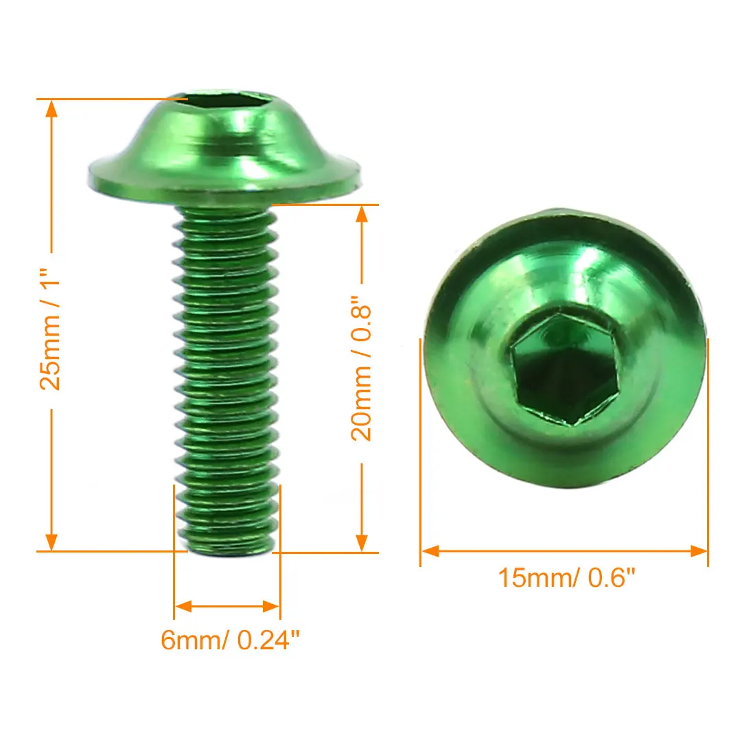 20 Pcs Green Aluminum Alloy Motorcycle Hexagonal Bolts Screws M6 Motorcycle Accessories For Honda Yamaha Kawasaki Suzuki