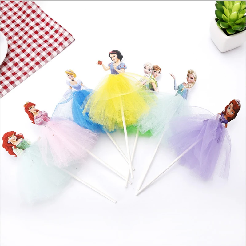 Disney Frozen Elsa Anna princess Birthday cake topper veil girls favor cake topper birthday cake party decor anniversaire fille