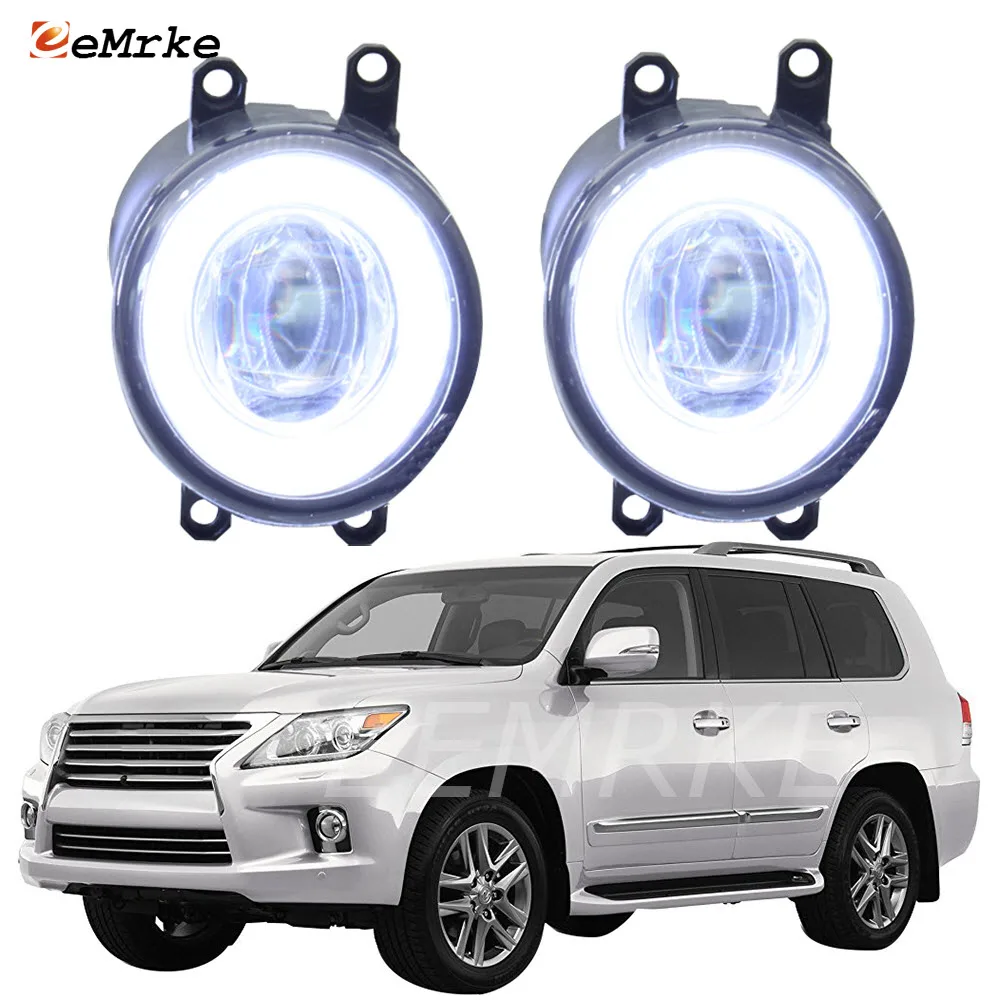 

Pair LED Angel Eye DRL for Lexus LX J200 LX570 2008 2009 2010 2011 2012 2013 2014 2015 Cut-Line Lens Fog Lights Lamp Daylight