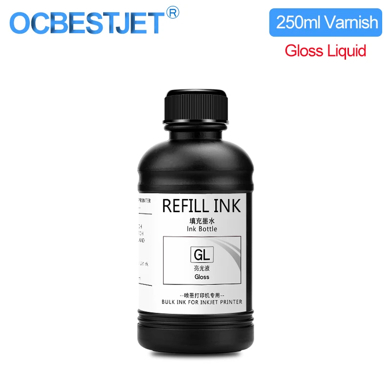 250ML/Bouteille Vernis UV Pour Epson L800 L805 L1800 R290 R330 1390 1400 4800 4880 7800 7880 TX800 XP600 XP300 UV DTF Prniter