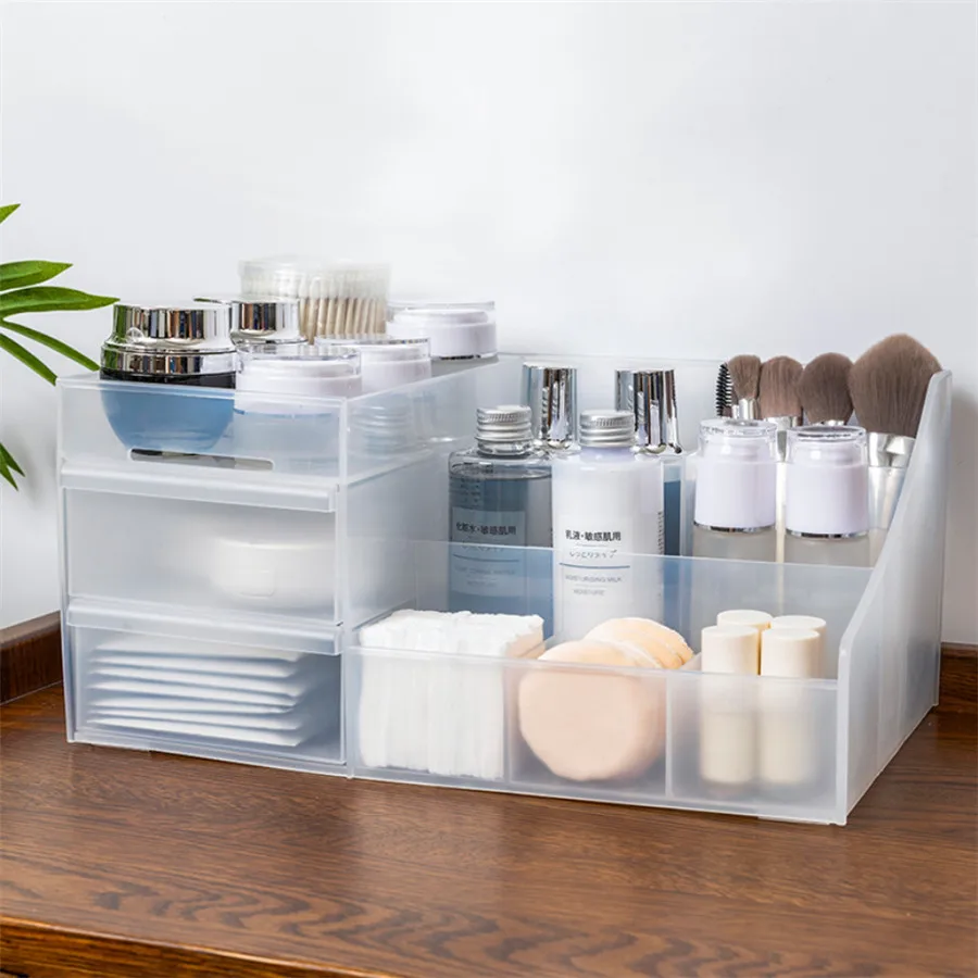 7 Plastic Makeup Organizer Two-Layers Jewelry Box Cosmetic Organizer Makeup Box Lipstick Makeup Storage Bathroom Table Organizer