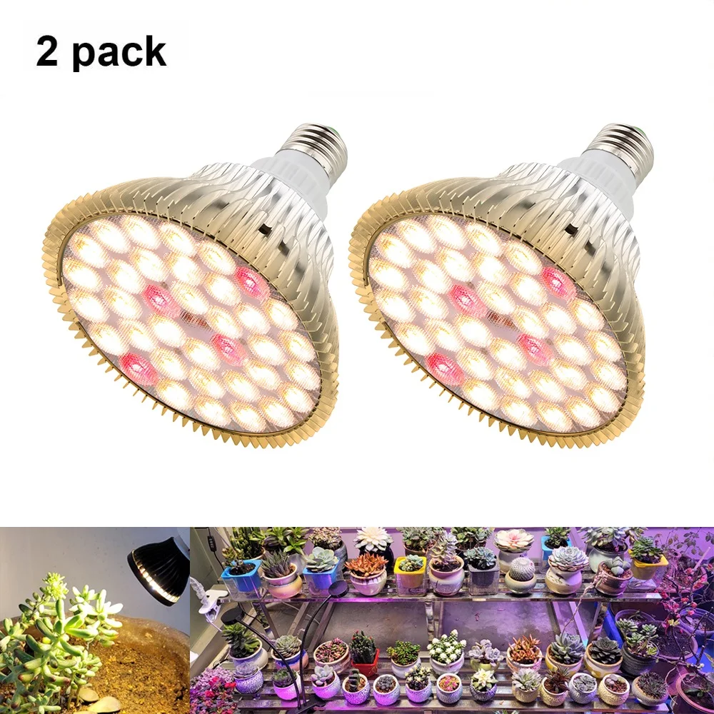 2Pcs LED Grow Light Bulbs Full Spectrum 40w 50w 100w Warm Plant Lights Growing Fitolamp Flowers Plants Growth Lamp