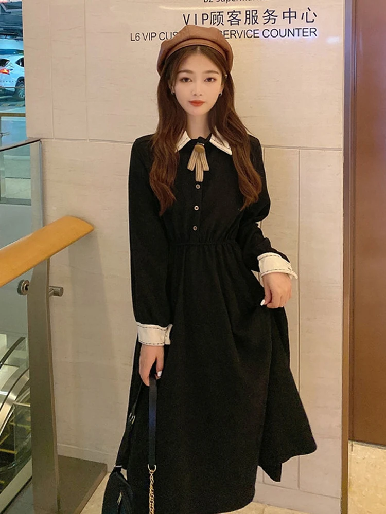 Fairy Vintage Dress Women Autumn Long Sleeve Retro French Elegant