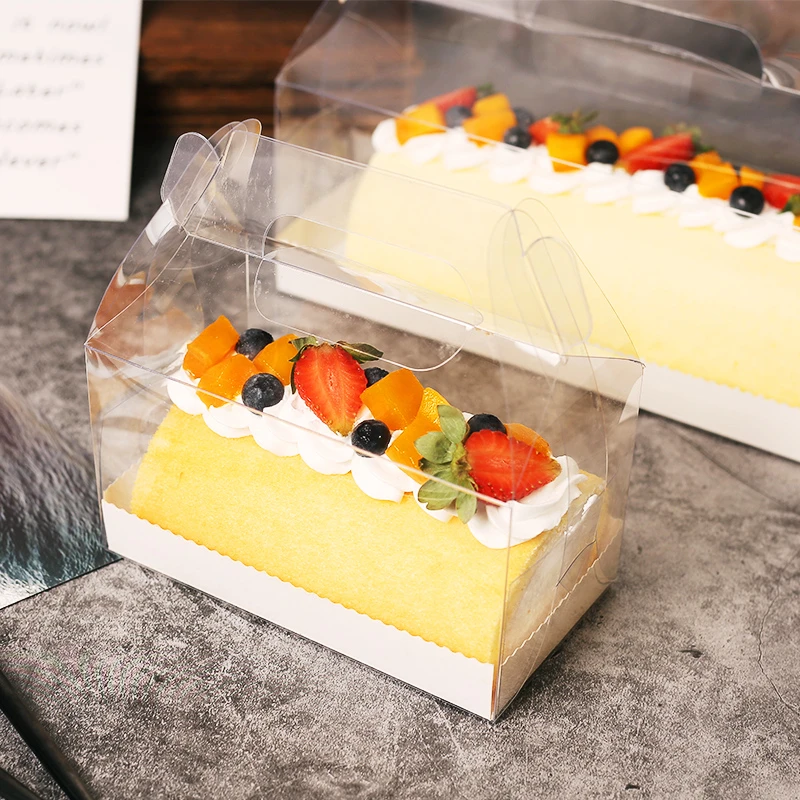 LBSISI Life-cajas transparentes con mango para pastel de cumpleaños, suministros de regalo hechos a mano para boda, caja de recuerdo para espectáculo de bebé, con bandeja de papel, 10 unidades