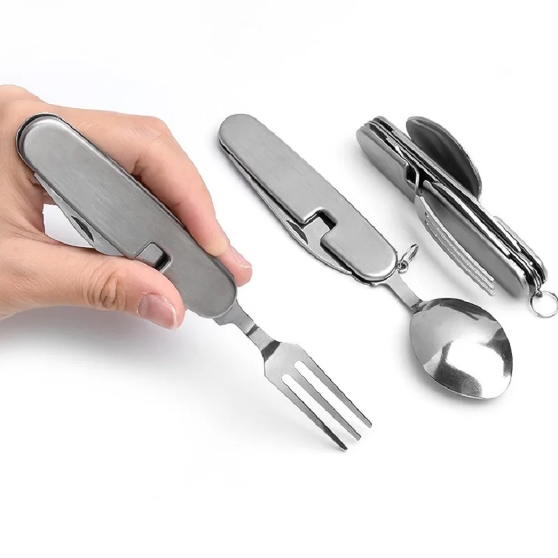 Detachable Multi Tool Portable Picnic Camp Spoon Fold Spork Fork Flatware Tableware Knife Cutlery Bottle Can Opener Multitool