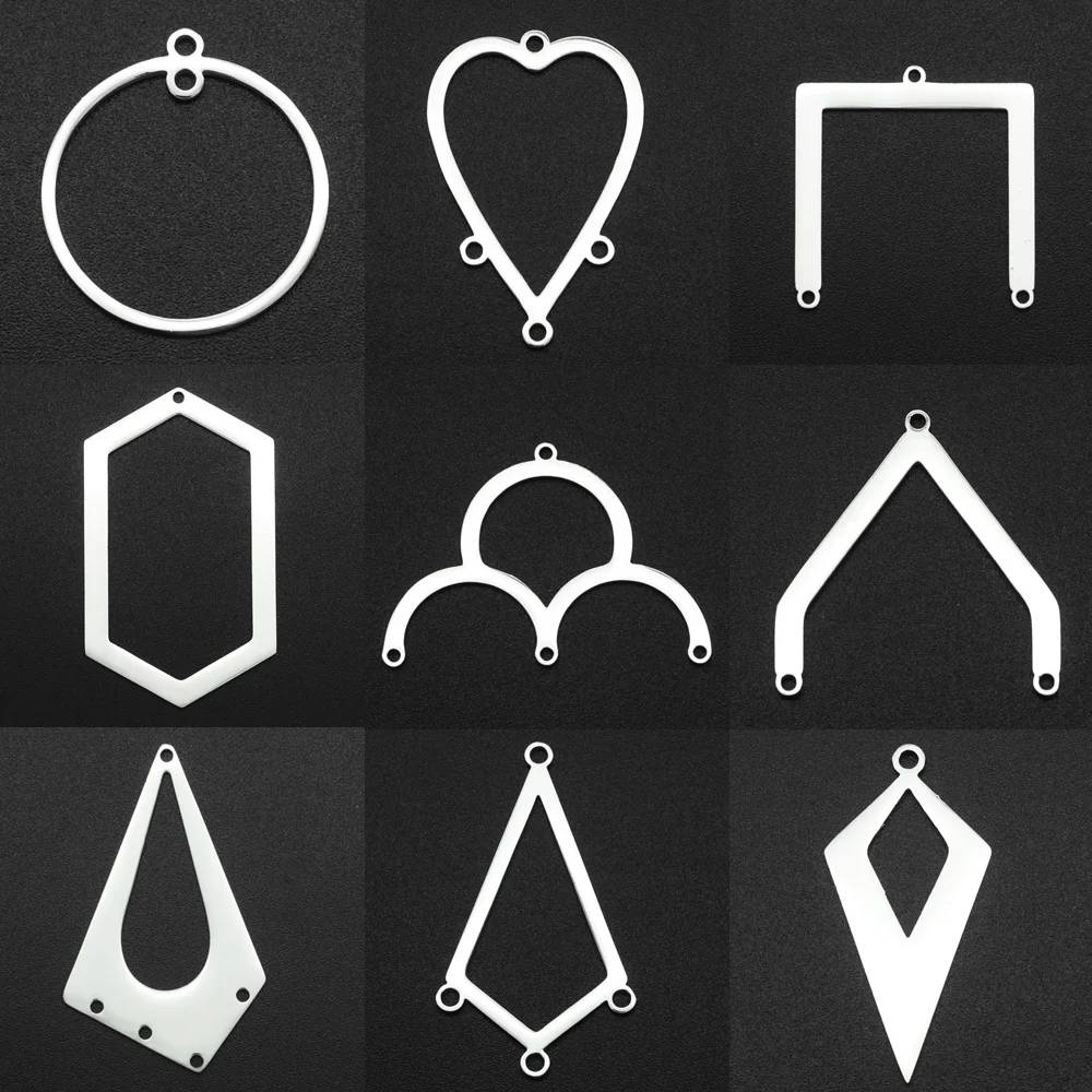 5pcs/lot 316 Stainless Steel Geometric DIY Earring Findings Connector Charm Pendant Wholesale Never Fade Color