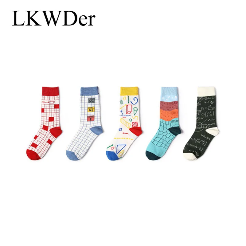 

LKWDer 6 Pairs Men's Happy Socks Size 35-43 Men Sock Graffiti Pattern Funny Elasticity Cotton Socks Men Meias Calcetines Hombre