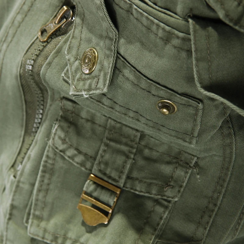 Pantalones Cargo de algodón para hombre, calzas informales con decoración de bolsillos grandes, color verde militar, fáciles de lavar, talla grande