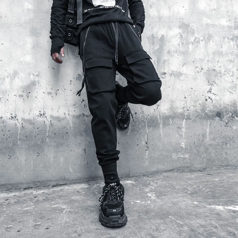 Men's Overalls Youth Trend Handsome Fashion Personality Versatile Fashion Cool Zipper Decorative Casual Pants Leggings