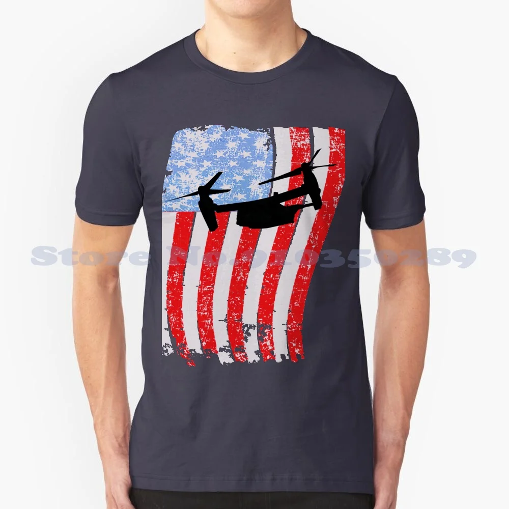 V 22 Tilt Rotor T Shirt 100% Cotton T-Shirt V 22 Tilt Rotor Us Flag V22 Tilt Rotor Helicopter