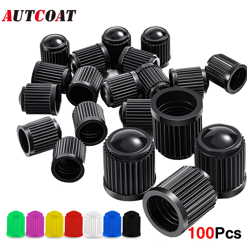 AUTCOAT 100Pcs/Lot Bike Tire Valve Caps, Plastic Schrader Valve Multi-Color Bicycle Tire Valve Cap Dust Covers