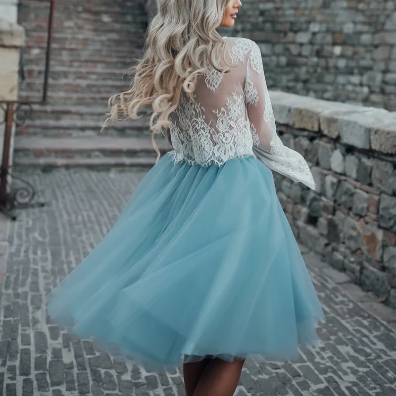 Gonna in tulle blu moda personalizzata Vintage Midi Gonne a pieghe bianche Donna Lolita Sottoveste falda Mujer saia jupe Secret