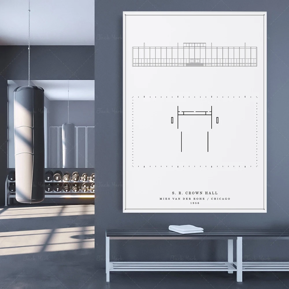 S. R. Crown Hall | Mies Van Der Rohe | Digital Download Architecture Print - Architecture Printable Drawing