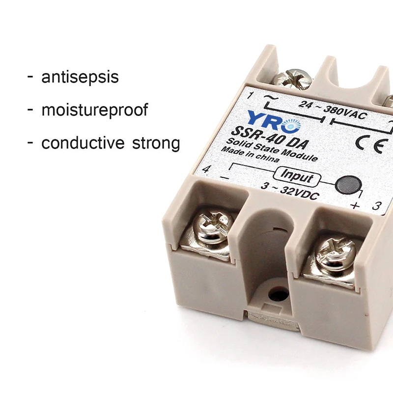 SSR-10DA SSR-25DA SSR-40DA 10A 25A 40A Solid State Relay Module 3-32V Input DC 24-380V AC Output High Quality