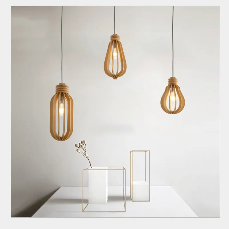 

Simple LED Ceiling Hanging Lamp Light E27 7W (Solid Wood/Innovative/Modern)Chandelier Lighting For Restaurant Home Decoration