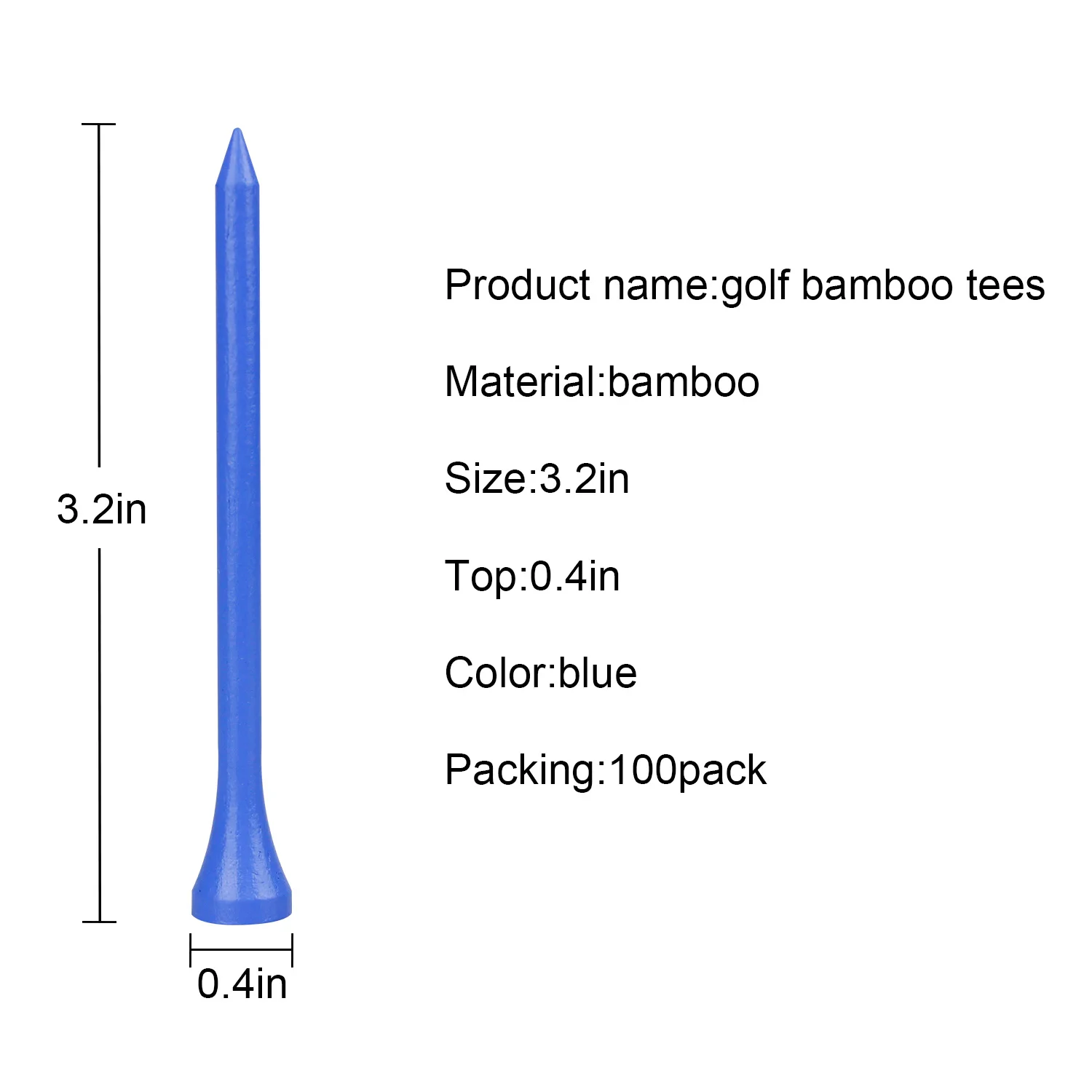 Crestgolf 3-1/4 Inch Bamboo Golf Tees 83mm Professional Golf Bamboo Tees 100pcs/Pack Several Colors For Your Choice