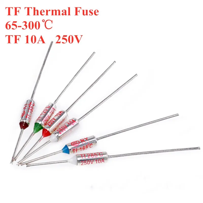 10pcs TF Thermal Fuse RY 10A 250V Temperature 65C 85C 100C 105C 110C 120C 130C 152C 165C 172C 185C 192C 200C 216C 240C 250C 285C