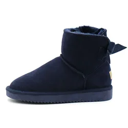 Botas de nieve clásicas australianas para mujer, Botines de cuero de vaca, zapatos de invierno, novedad