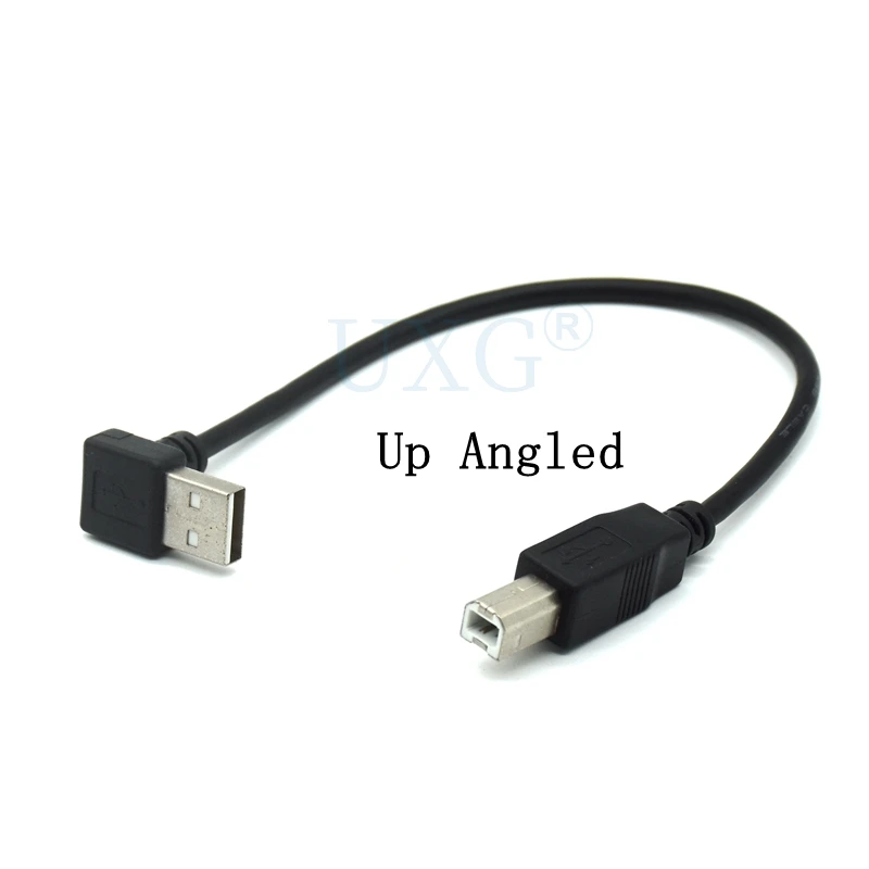 Cable USB 2,0 macho a tipo B para Escáner de impresora, Cable macho de 90 grados en ángulo, disco duro de 20cm